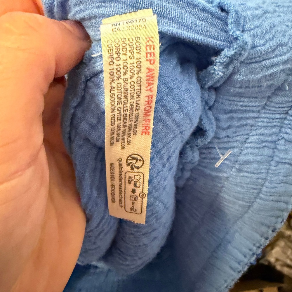 Anthropologie Celandine Gauze Culotte Pants Blue Large Boho Lace Trim Casual - Picture 6 of 6
